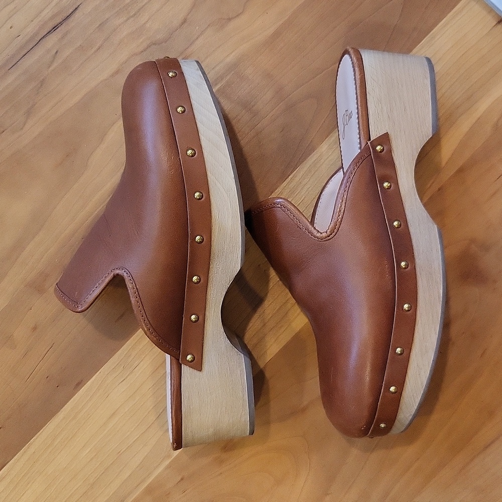 J. Crew Leather Clogs for Women Warm Sepia Brown 6.5 - Picture 3 of 13
